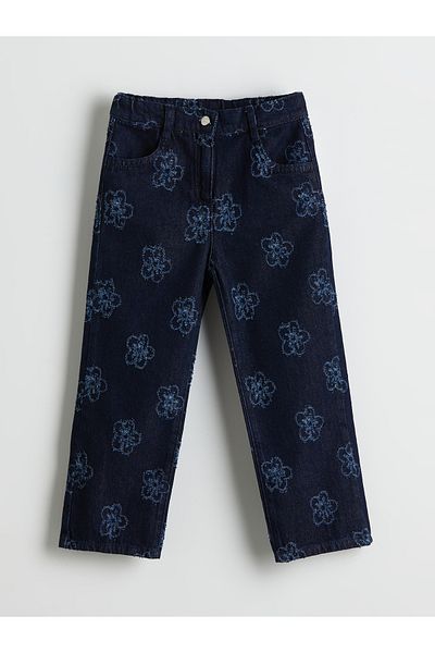 LC Waikiki Floral Wideleg Girl's Jean Trousers