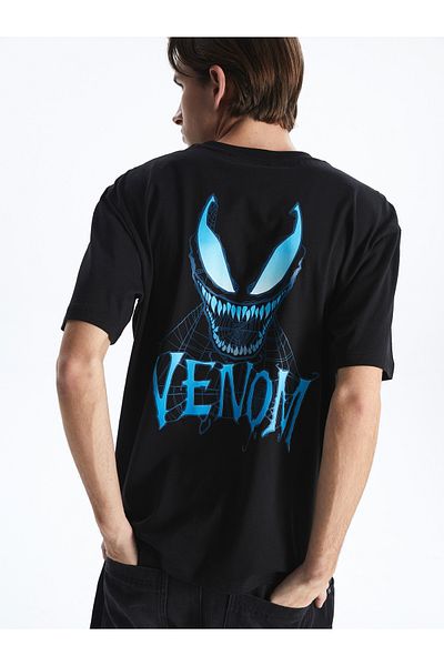 LC Waikiki Ανδρικό μπλουζάκι με στάμπα με λαιμόκοψη Venom