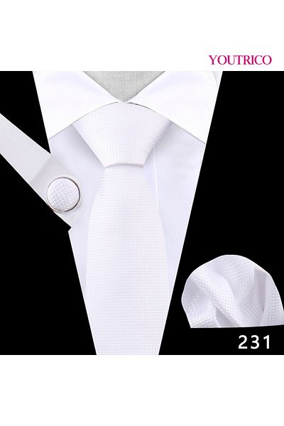Youtrico Tie,Handkerchief and cufflinks Set-Artisanal Business 3PCS Handmade Formal Hanky Suit