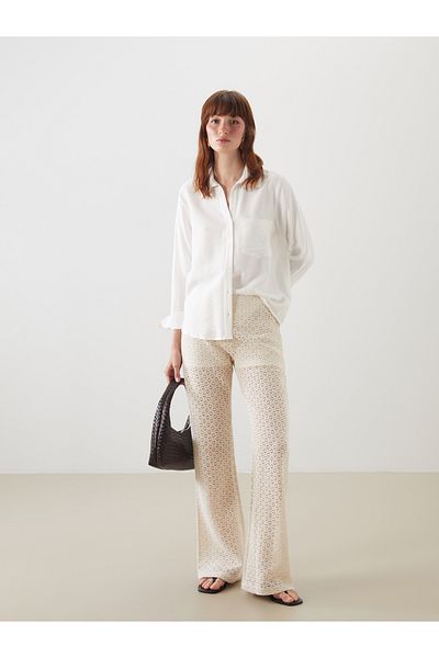 LC Waikiki Elastic waist Lace-Like Knit women pants