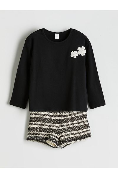 LC Waikiki Floral Girl's Krinkle Blouse and Shorts 2-Piece