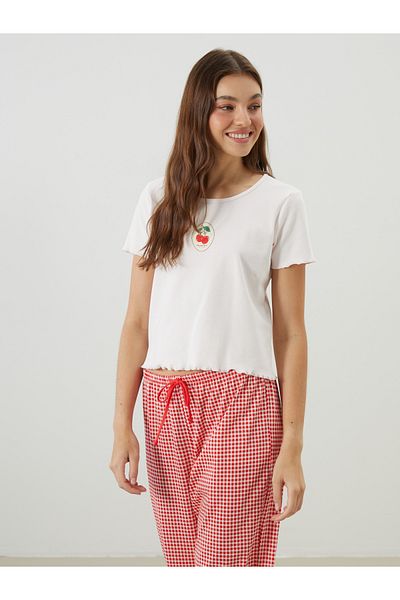 LC Waikiki Petite Crew Neck Printed Women's Pajamas Set