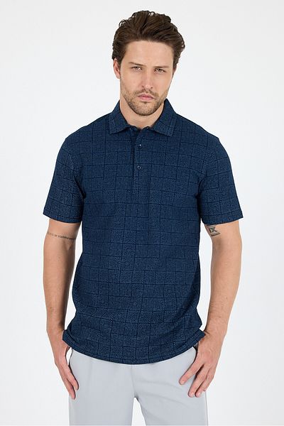 Rodi Men's Polo Neck Patterned T-Shirt – 95% Cotton 5% Elastane – Stylish, Flexible and Comfortable Short Sleeve T-Shirt 0034