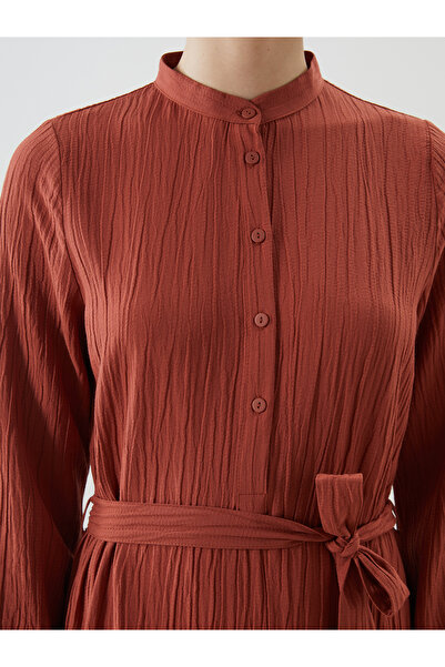 LC Waikiki Dámské mušelínové šaty s límečkem LCWAIKIKI Classic Orange