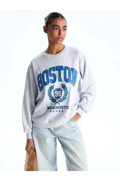 LC Waikiki Boston Printed Oversize Women's Sweatshirt