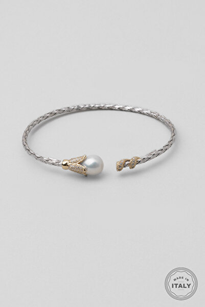 So CHIC... Afrodit 18 Ayar Sarı Ve Beyaz Altın Kaplama Gümüş Kelepçe Bileklik