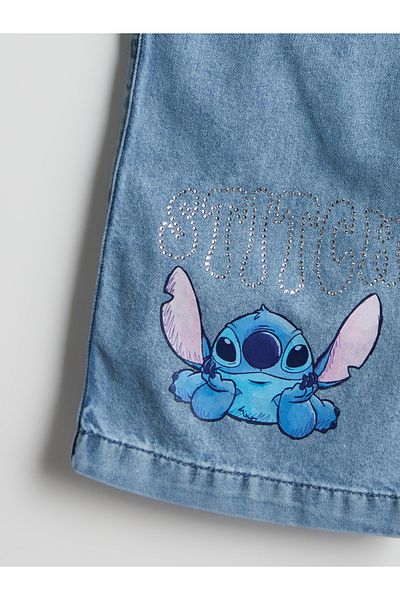 LC Waikiki Pantaloni de jeans pentru fete cu talie elastică și imprimeu cu puncte de piatră