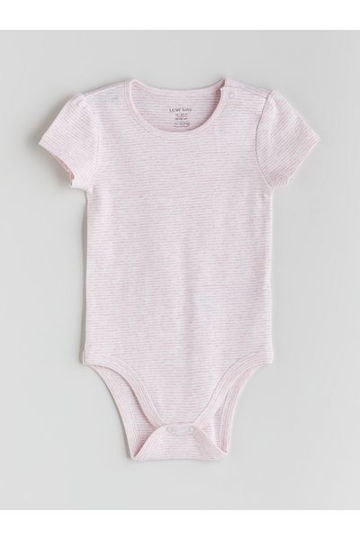 LC Waikiki Crew Neck Basic Baby Girl Snap-On Bodysuit