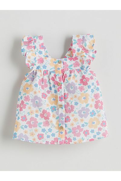 LC Waikiki Square Neck Floral Baby Girl Blouse and Shorts 2-Piece