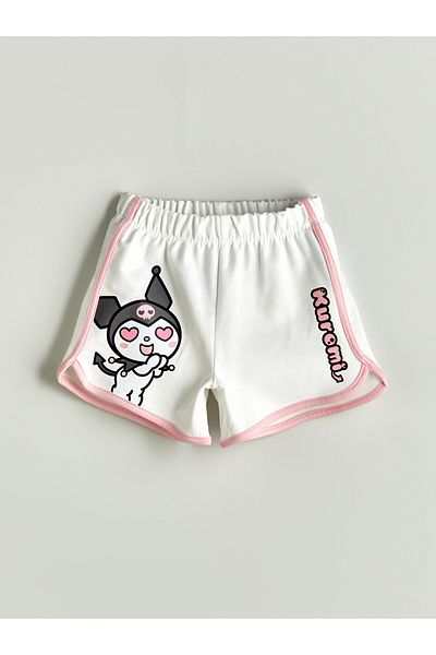 LC Waikiki Kuromi Printed Girl's Shorts with Elastic Waist