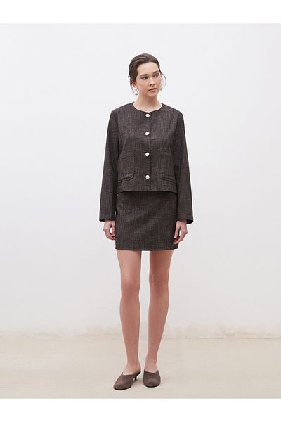 LC Waikiki Slim Fit Patterned Tweed Mini Skirt