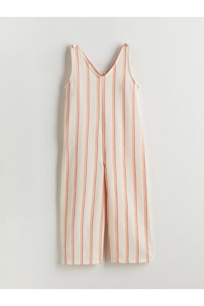 LC Waikiki Crew Neck Striped Girl's Salopet