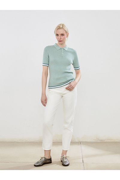 LC Waikiki Polo Neck Textured Women's T-Shirt