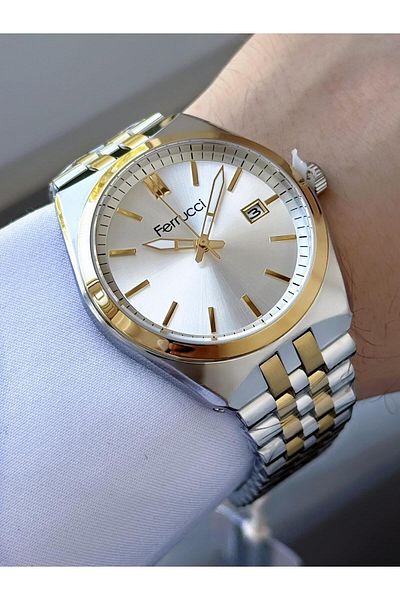 Ferrucci Men's Two Color Metal Cord Calendar Wrist Watch