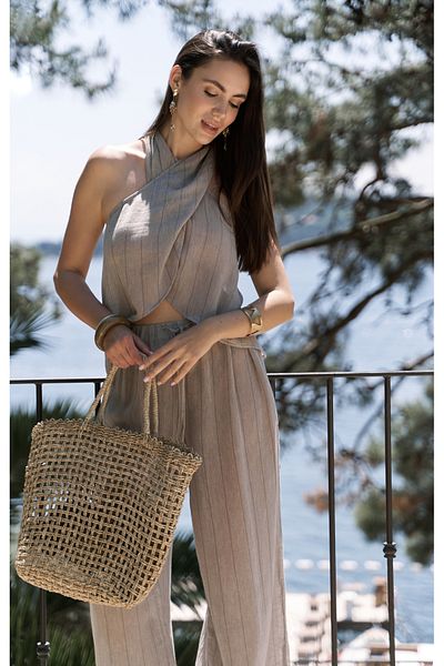 BOHEMAİ Cadhas Halter Neck Mink Crop Pants Set