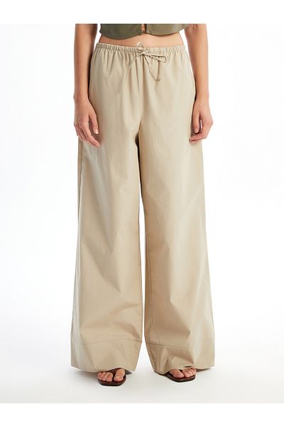 LC Waikiki Straight Wide Leg Women's Trousers with Elastic Waist