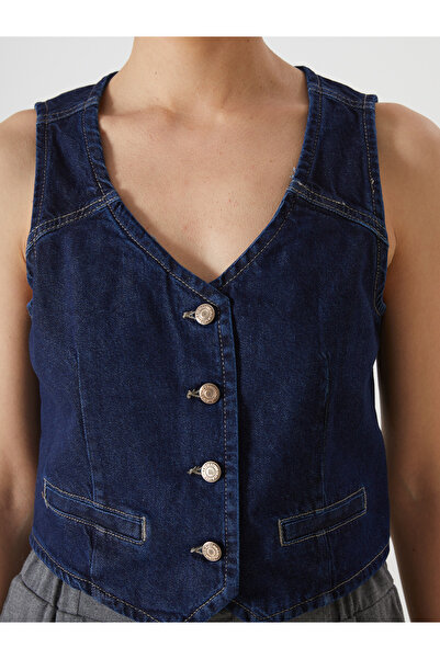 LC Waikiki V-Neck Women's Jean Vest