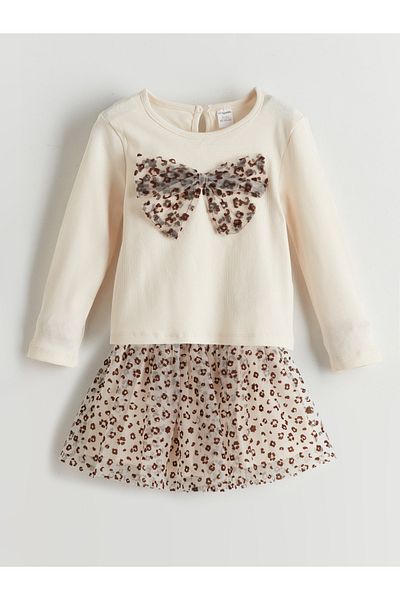LC Waikiki Leopard Patterned Girl's Blouse and Skirt 2-Piece