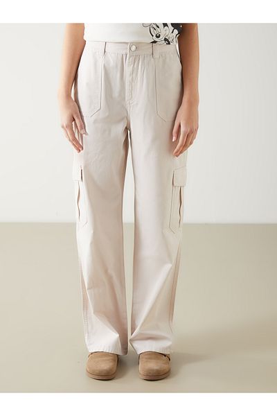 LC Waikiki Pantaloni cargo pentru femei Gabardine cu potrivire standard