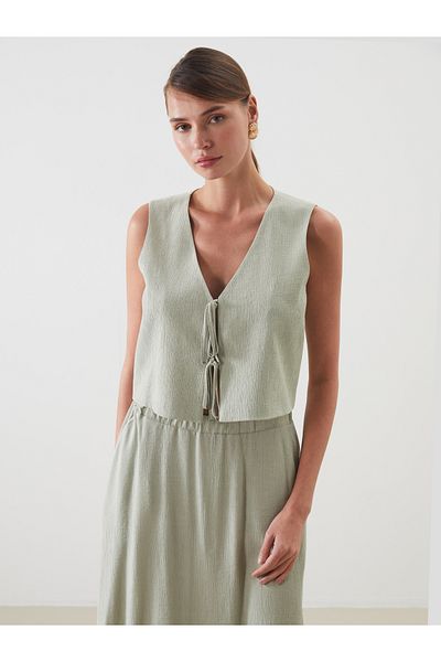LC Waikiki V-Neck Textured Women's Classic Vest