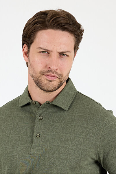 Rodi Men's Polo Neck Patterned T-Shirt – 95% Cotton 5% Elastane – Stylish, Flexible and Comfortable Short Sleeve T-Shirt 0034