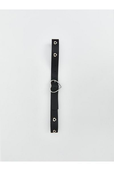 LC Waikiki Leather Look Girl's Belt with Heart Buckle