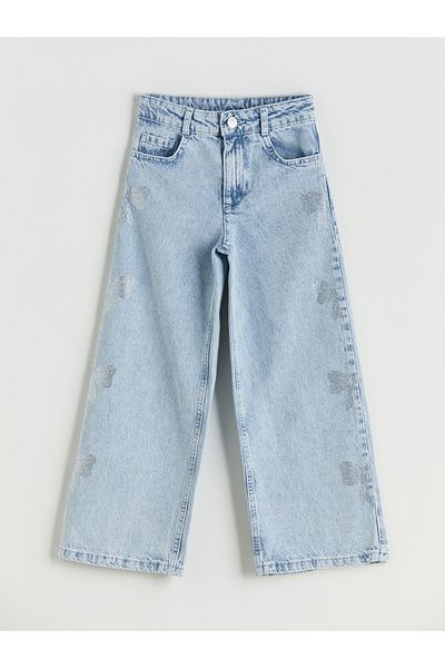 LC Waikiki Pantaloni de jeans pentru fete Wideleg Stone