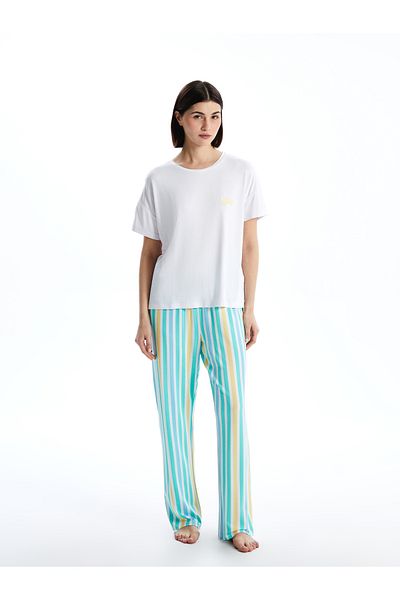LC Waikiki Crew Neck Printed Women's Pajamas Set