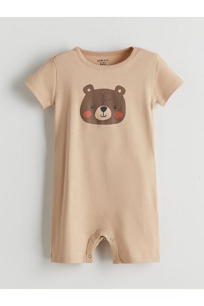 LC Waikiki Crew Neck Cute Bear Printed Baby Boy Jumpsuit