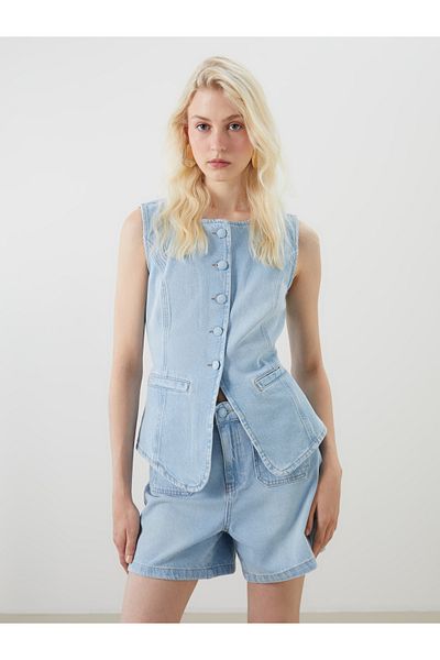 LC Waikiki Crew Neck Women's Jean Vest