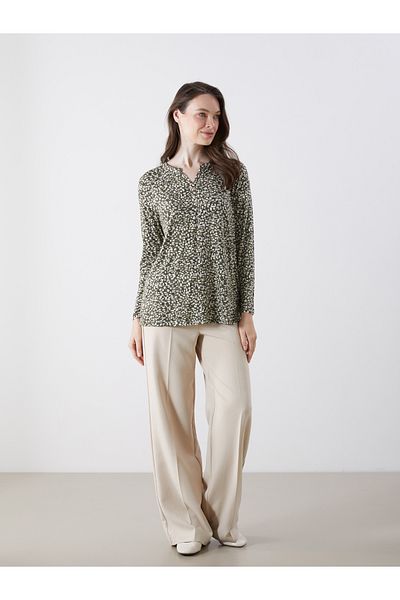 LC Waikiki Croc Collar Patterned Blouse