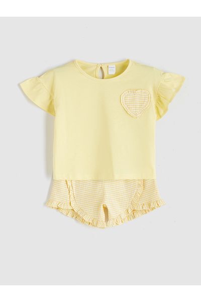 LC Waikiki Heart Printed Girl's T-Shirt and Shorts 2 Pack