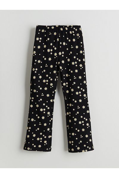 LC Waikiki Floral Flared Girls' Leggings with Elastic Waist