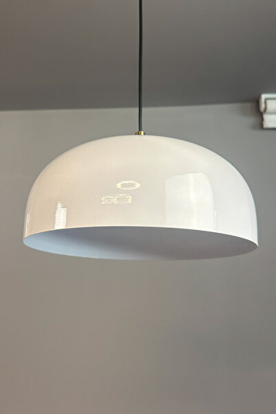 Bamyum Beyaz Rocha Metal Avize Yarım Lale Başlık Salon Masaüstü Mutfak Otel Tekli Avize Lamba Aydınlatma