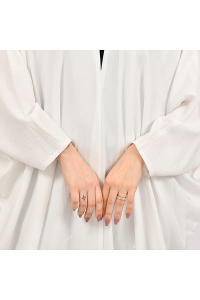 Beyond White half-bisht abaya with summer fabric