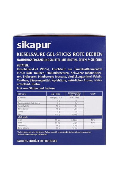 Hubner Food Supplement, Sikapur, Silica in the form of Silicilic Acid, Skin and Nails, 30 capsules