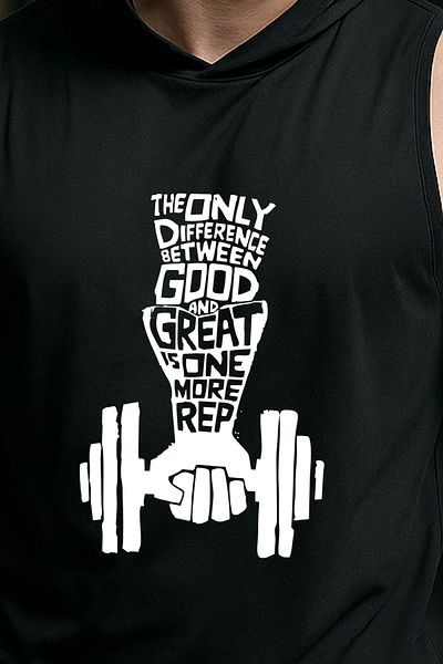 BESSA Men's Great Is One Printed Black Oversize Cotton Fabric Hooded Sleeveless Sportsman Singlet/Tshirt