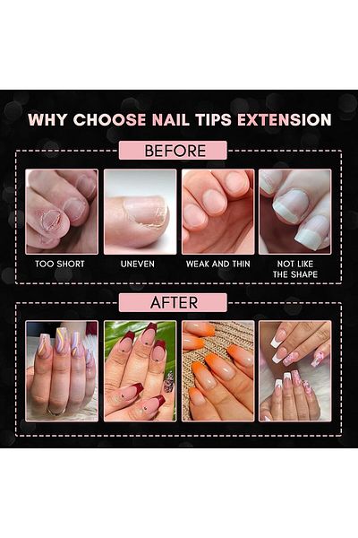 COOYA 100 Pcs Clear Diy Nail Tips, With10 Sizes, Soft Gel, Sturdy, For Nail Extensions Soak Off