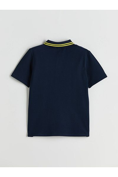 LC Waikiki Navy Blue Polo Neck Printed Boy's T-Shirt