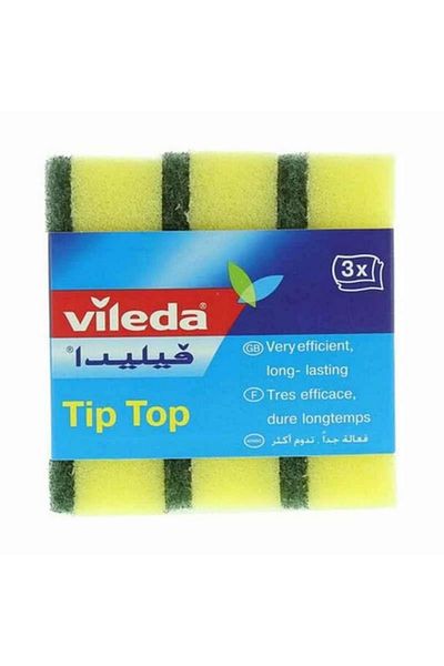 Vileda Tip Top Dish Washing Medium Foam Sponge Scourer 3 Pcs