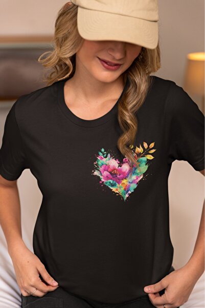 ArtYus Unisex Ανδρικό/Γυναικείο Μπλουζάκι με λουλουδάτο χρώμα με τύπωμα overs...