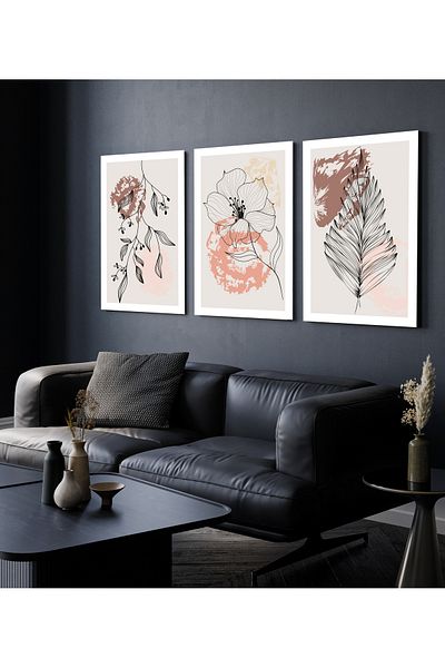 Hagen Pictură de perete cu aspect de cadru Pictură modernă Picturi de bucătărie Pictură din 3 piese Pictură boemă Calitate premium
