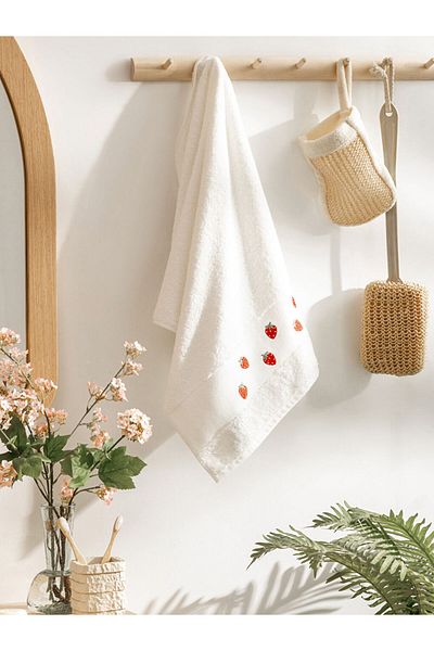 LC Waikiki Ecru Embroidered Cotton Face Towel 50X80 cm