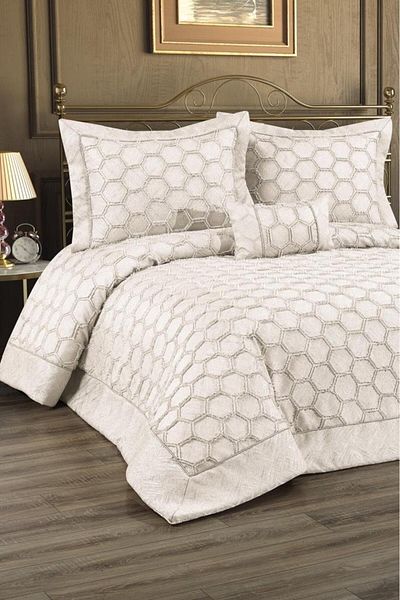 Çeyiz Diyarı Deste Filled Cotton Double Bedspread Cream