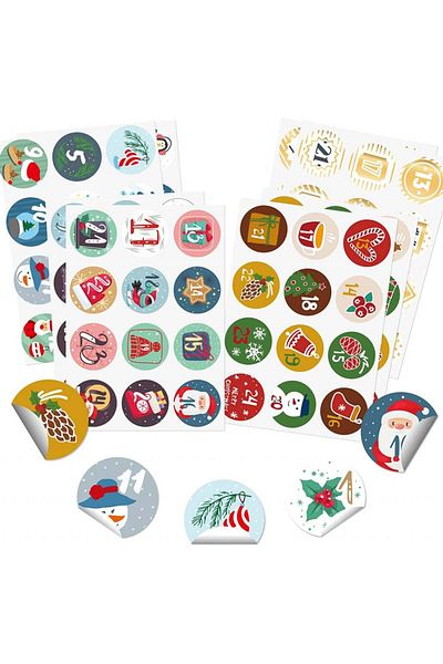 LEMESO Set of 4 sheets of LEMESO Christmas stickers, multicolor, paper, 4 cm