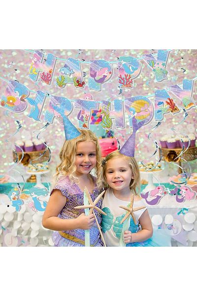 MEISHANG Party Decoration Set, Mermaid, Multicolor, Foil/latex/paper, 44 Pieces