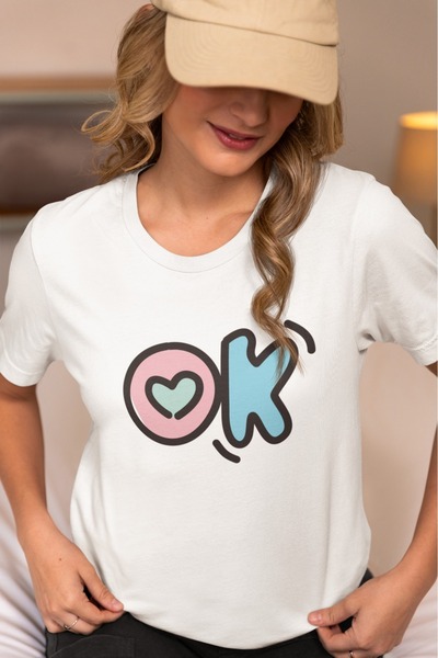 ArtYus Unisex Bărbați/Femei OKEY Colorat cu imprimeu supradimensionat bumbac ...