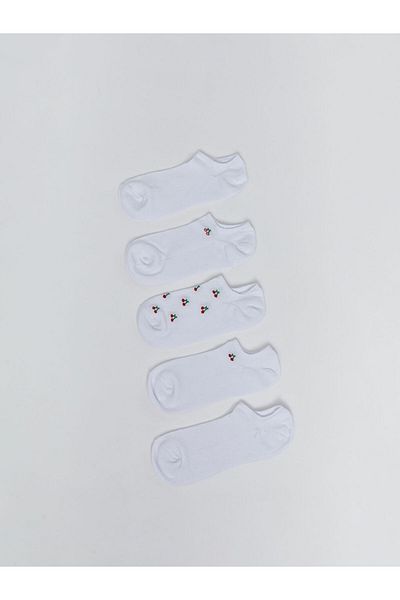 LC Waikiki Ecru Printed Women's Sneaker Socks 5-Piece