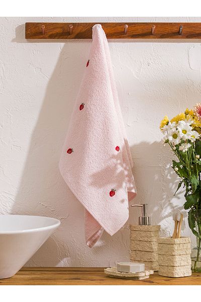 LC Waikiki Pink Strawberry Embroidered Cotton Face Towel 50X80 cm