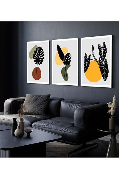 Hagen Pictură de perete Pictură din 3 piese Picturi de bucătărie cu aspect de cadru Pictură modernă Pictură boemă Calitate premium
